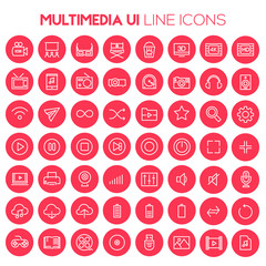 Big Multimedia icon set, trendy line icons collection