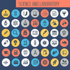 Science and Laboratory icon set, trendy flat icons collection