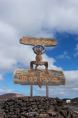 Shield to the Timanfaya National Park in Lanzarote. Canary Islands. Spain