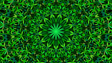 Green abstract petal kaleidoscope mandala ornament background - ethnic vector illustration