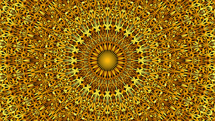 Orange floral garden mandala background design - abstract symmetrical vector ornament wallpaper graphic