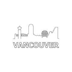 Vancouver skyline and landmarks silhouette black vector icon. Vancouver panorama. Canada