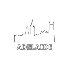 Adelaide skyline and landmarks silhouette black vector icon. Adelaide panorama. Australia