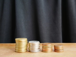 stacks of coins and stock chart,concept save money