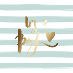 It's a Boy - greeting card, baby shower card, baby announcement card with Gold