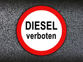 Diesel verboten Straßenschild Asphalt Hintergrund