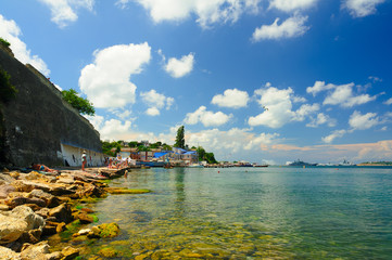 Exit from the bay. View from the embankment of the Ushakov Ravine