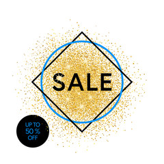 Sale banner with gold glitter background. Vector illustration. Shine template design for special offer posters, banners, flyer, invitation or web