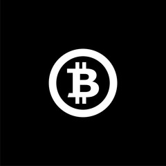 Bitcoin simple icon, icon or logo on dark background