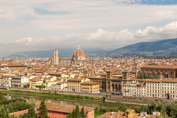 Fototapeta na wymiar Panoramic cityscape view of Florence, Italy. Beautiful view of amazing Florence city, Italy