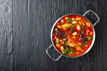 spanish Fabada Asturiana Bean Stew, top view