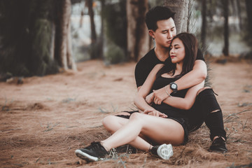 Picture of asian couple in love have fun,Happy people concept,Thailand people,Love is everything