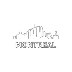 Montreal skyline and landmarks silhouette black vector icon. Montreal panorama. Canada