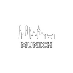 Munich skyline and landmarks silhouette black vector icon. Munich panorama. Germany