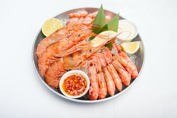 Royal shrimps on a white background