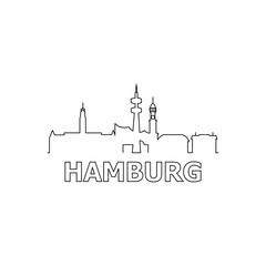 Hamburg skyline and landmarks silhouette black vector icon. Hamburg panorama. Germany