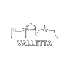 Valletta skyline and landmarks silhouette black vector icon. Valletta panorama. Malta