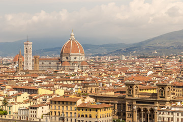 Basilica di Santa Maria del Fiore. Basilica of Saint Mary of the Flower in Florence, Italy. Florence Duomo. Main landmarks in Florence