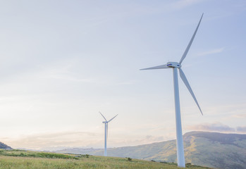 Wind blades on sweet hills