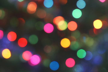 Blurred Bokeh Background from Colorful Christmas Tree Lighting