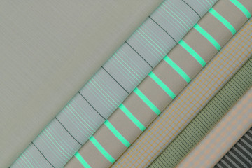 Set different texture cotton colored fabric. Background abstraction of factory textile material