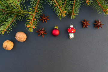 Christmas natural decoration background.