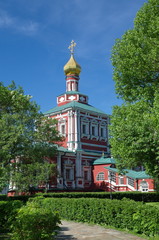 Fototapeta na wymiar Assumption Church with refectory in Novodevichy convent, Moscow, Russia