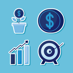 target with set icons economy finance