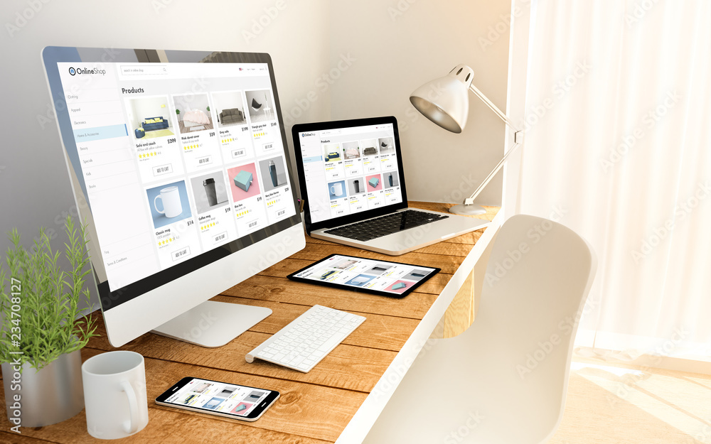 Canvas Prints e-shop responsive concept on devices