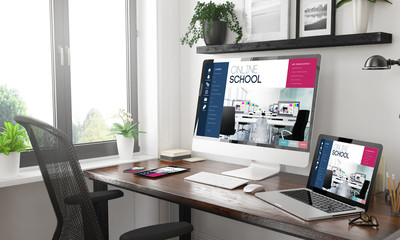 black and white responsive devices mockup responsive online school