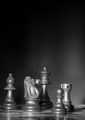 Scacchi fotografati su una scacchiera