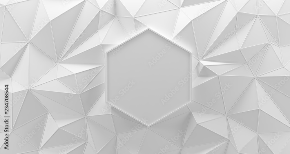 Wall mural white low poly background texture. 3d rendering.