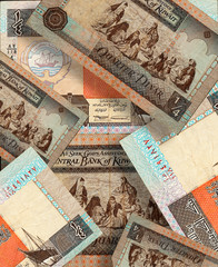 Kuwait dinar close-up. Collage