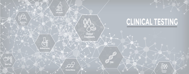 Medical Healthcare Icons w People Charting Disease or Scientific Discovery - Web Header Banner
