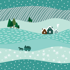 cute winter landscape seamless pattern