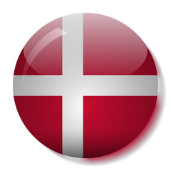 Fototapeta premium Danish flag glass button vector illustration