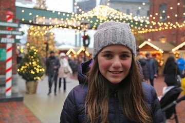 Young teenage girl at the Toronto Christmas Market