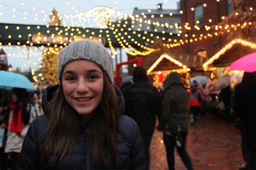 Young teenage girl at the Toronto Christmas Market