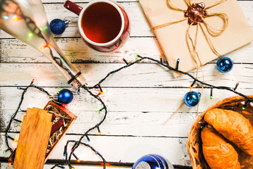Christmas decoration and tea cup