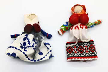 Russian folk ritual doll on a white background