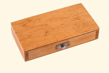 Wooden box on white background