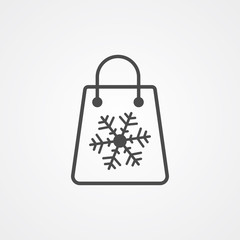 Christmas shopping bag vector icon sign symbol