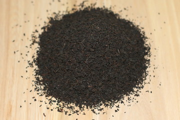 A bunch of dried black tea leaves