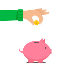 The man put money into a money box b