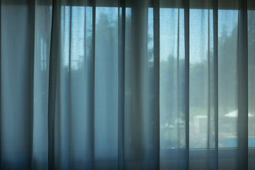 Hotel bedroom net curtains window