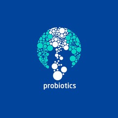 Probiotics logo. Bacteria logo. Concept of healthy nutrition ingredient for therapeutic purposes. Simple flat style trend modern logotype graphic design isolated