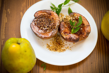sweet ripe quince baked with walnuts and honey