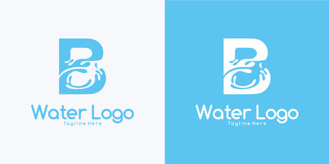 combination letter B and Water logo design concept