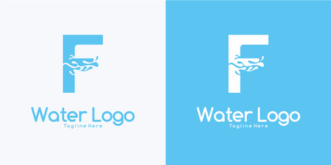 combination letter F and Water logo design concept