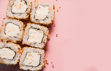 Sushi on colorful background.
